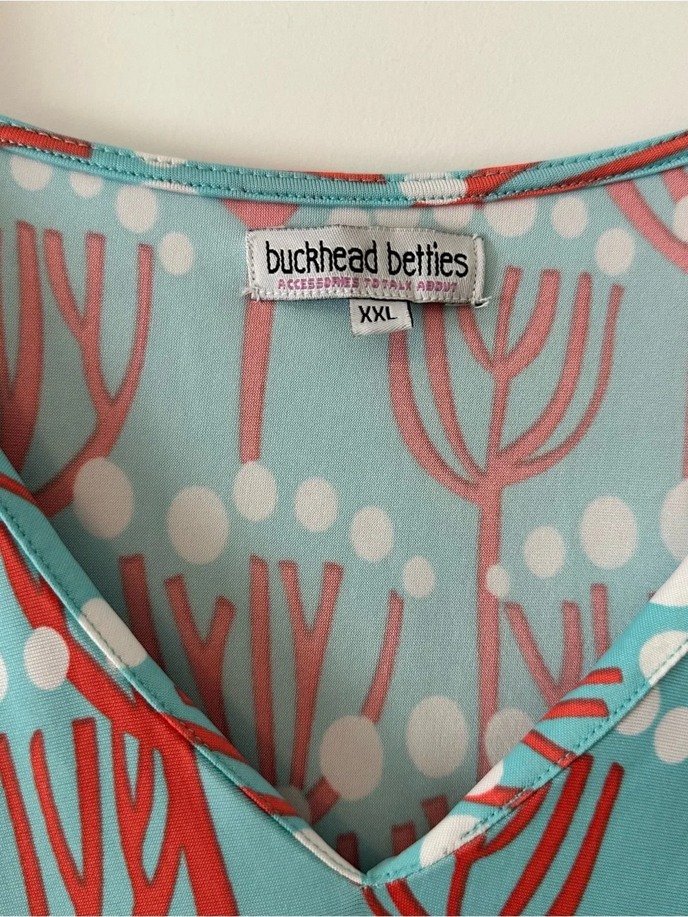 Buckhead Betties Aqua & Coral Printed V-Neck Dress XXL
